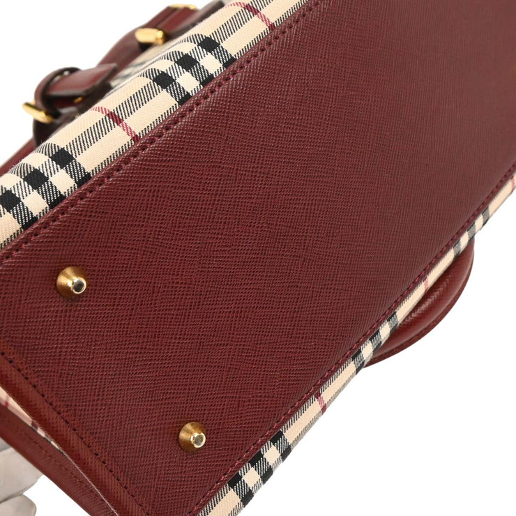 Burberry Beige Bordeaux Burberry Check Tote Bag 166591