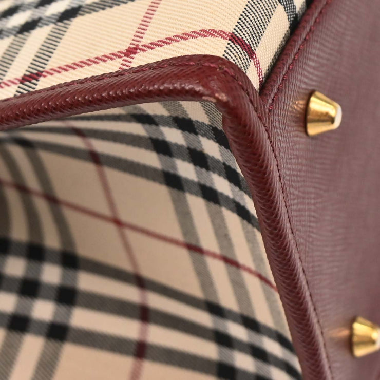Burberry Beige Bordeaux Burberry Check Tote Bag 166591