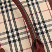 Burberry Beige Bordeaux Burberry Check Tote Bag 166591