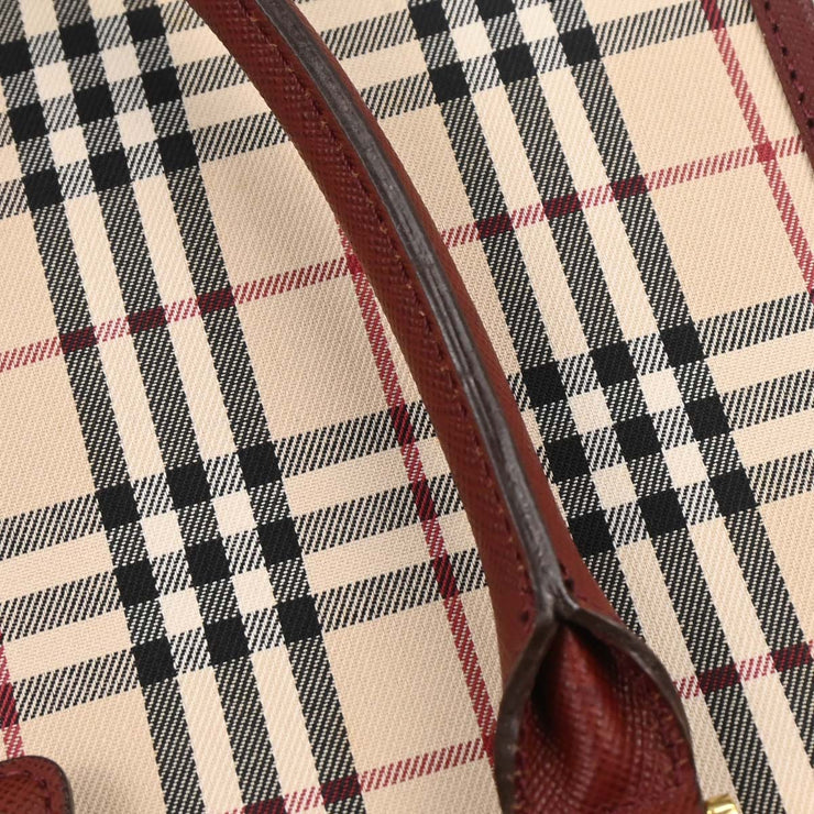 Burberry Beige Bordeaux Burberry Check Tote Bag 166591