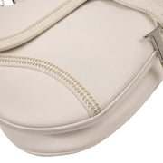 Christian Dior White Leather Saddle Handbag 01-RU-1026 166593