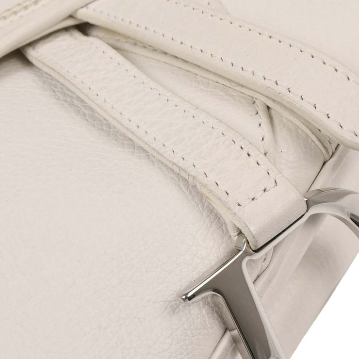 Christian Dior White Leather Saddle Handbag 01-RU-1026 166593
