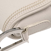 Christian Dior White Leather Saddle Handbag 01-RU-1026 166593