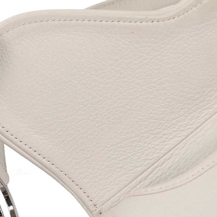 Christian Dior White Leather Saddle Handbag 01-RU-1026 166593