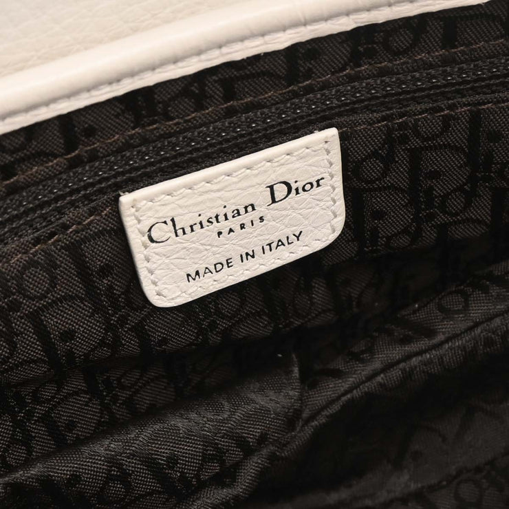 Christian Dior White Leather Saddle Handbag 01-RU-1026 166593