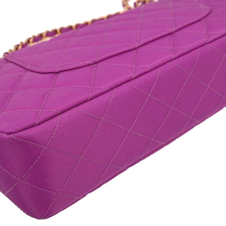 Chanel Purple Nylon Medium Single Flap Shoulder Bag 166599