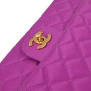 Chanel Purple Nylon Medium Single Flap Shoulder Bag 166599