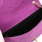 Chanel Purple Nylon Medium Single Flap Shoulder Bag 166599