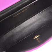 Chanel Purple Nylon Medium Single Flap Shoulder Bag 166599