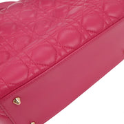 Christian Dior Pink Lambskin Lady Dior Cannage 2way Handbag 01-BO-0154 166600
