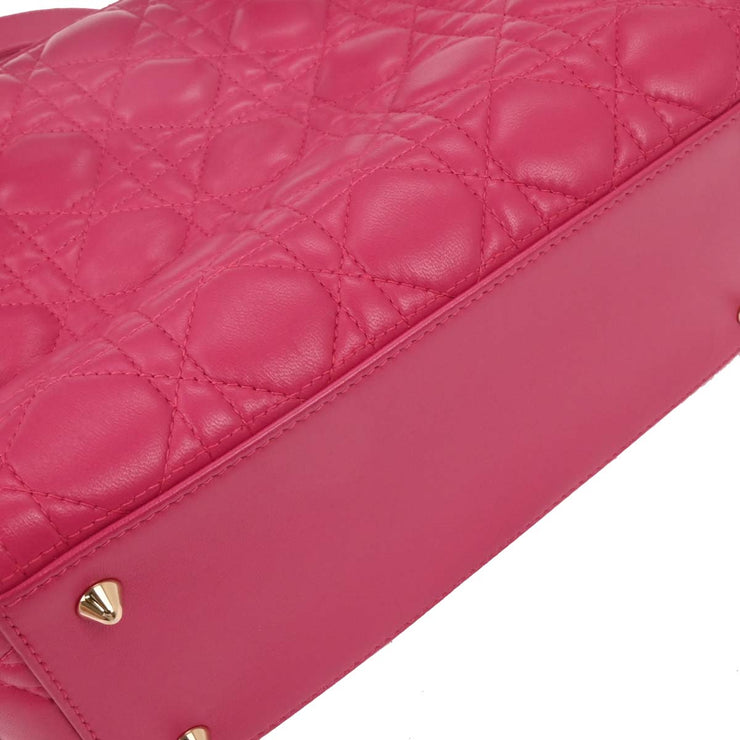 Christian Dior Pink Lambskin Lady Dior Cannage 2way Handbag 01-BO-0154 166600