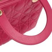 Christian Dior Pink Lambskin Lady Dior Cannage 2way Handbag 01-BO-0154 166600