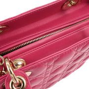 Christian Dior Pink Lambskin Lady Dior Cannage 2way Handbag 01-BO-0154 166600