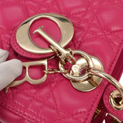 Christian Dior Pink Lambskin Lady Dior Cannage 2way Handbag 01-BO-0154 166600