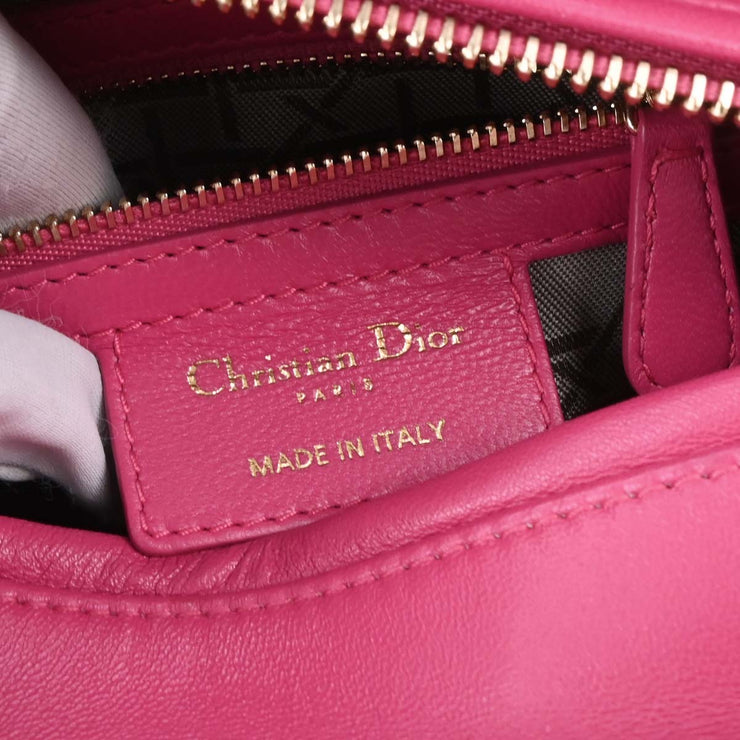 Christian Dior Pink Lambskin Lady Dior Cannage 2way Handbag 01-BO-0154 166600