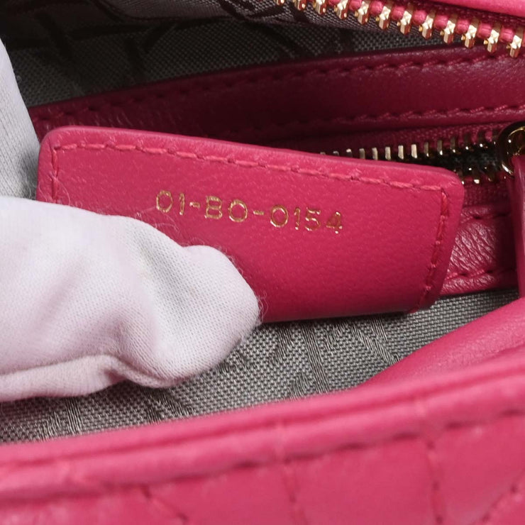 Christian Dior Pink Lambskin Lady Dior Cannage 2way Handbag 01-BO-0154 166600
