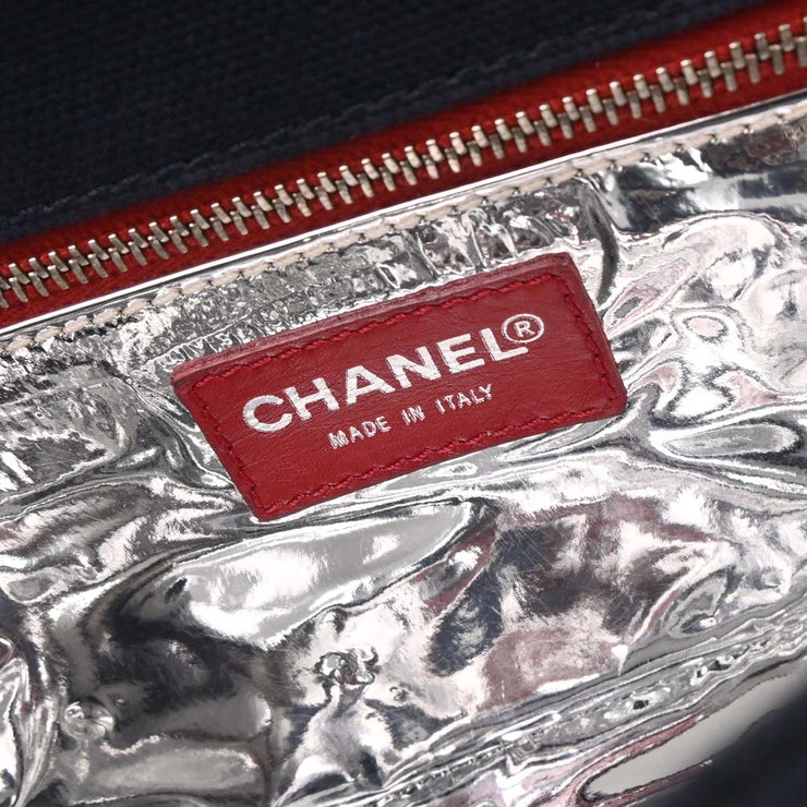 Chanel Navy Silver Canvas No.5 Choco Bar Handbag 166611