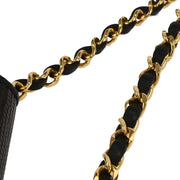 Chanel Black Lizard Turnlock Mini Full Flap Shoulder Bag 166612