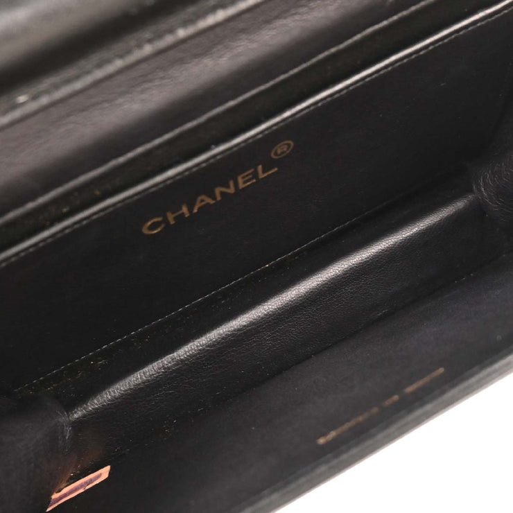 Chanel Black Lizard Turnlock Mini Full Flap Shoulder Bag 166612