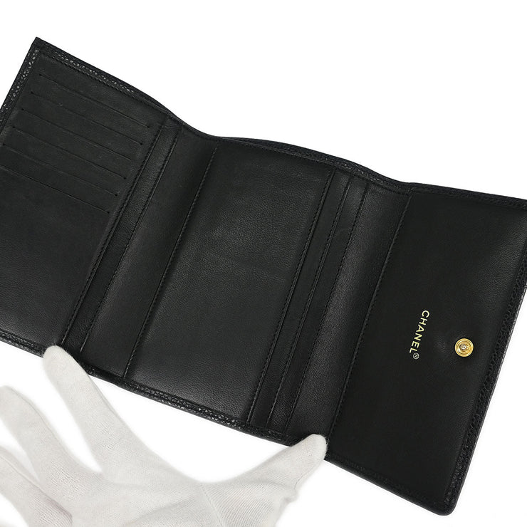 Chanel Black Calfskin Trifold Wallet 166615