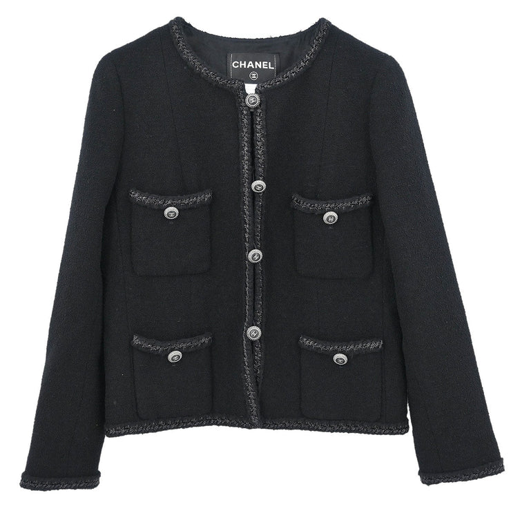 Chanel Single Breasted Jacket Black 08A #36 166619