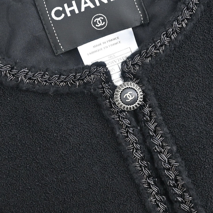 Chanel Single Breasted Jacket Black 08A #36 166619