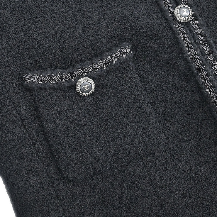 Chanel Single Breasted Jacket Black 08A #36 166619
