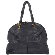 Yves Saint Laurent Metallic Navy Leather Calypso Handbag 211385 213317 166623