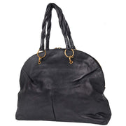 Yves Saint Laurent Metallic Navy Leather Calypso Handbag 211385 213317 166623