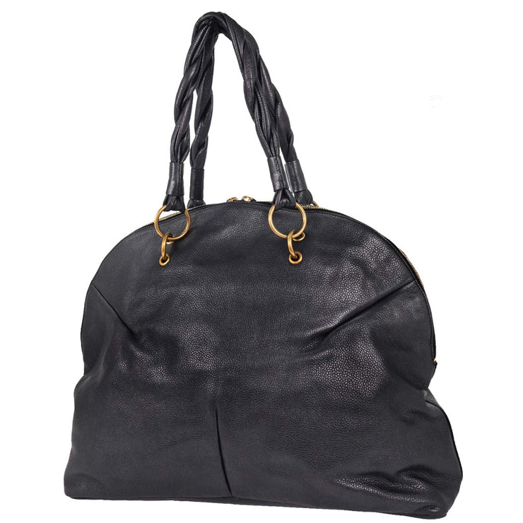Yves Saint Laurent Metallic Navy Leather Calypso Handbag 211385 213317 166623