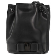 Salvatore Ferragamo Black Vara Bow Drawstring Shoulder Bag EZ-21 H491 166625
