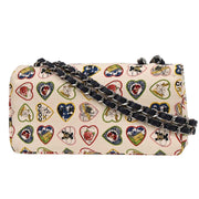 Chanel White Canvas Valentine Chain Shoulder Bag 166628