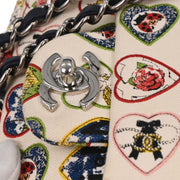 Chanel White Canvas Valentine Chain Shoulder Bag 166628