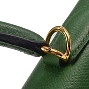 Hermes Green Courchevel Kelly 35 Sellier 2way Handbag 23X  G 166630