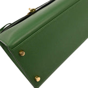 Hermes Green Courchevel Kelly 35 Sellier 2way Handbag 23X  G 166630
