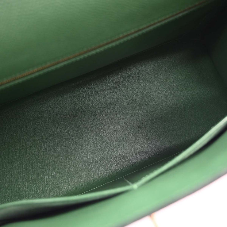 Hermes Green Courchevel Kelly 35 Sellier 2way Handbag 23X  G 166630