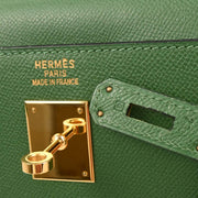 Hermes Green Courchevel Kelly 35 Sellier 2way Handbag 23X  G 166630