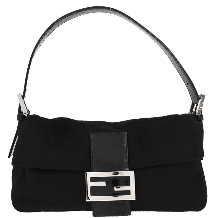 Fendi Black Wool Baguette Handbag 2305.26424.099 166633