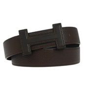 Hermes Brown Togo Box Calf Constance Reversible Belt #80 Small Good  Square:N 166634