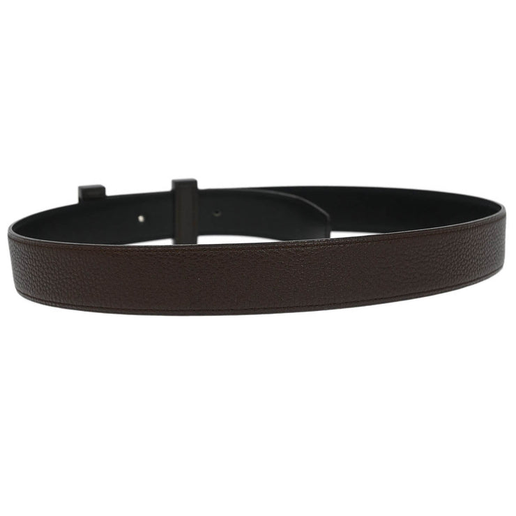 Hermes Brown Togo Box Calf Constance Reversible Belt #80 Small Good  Square:N 166634