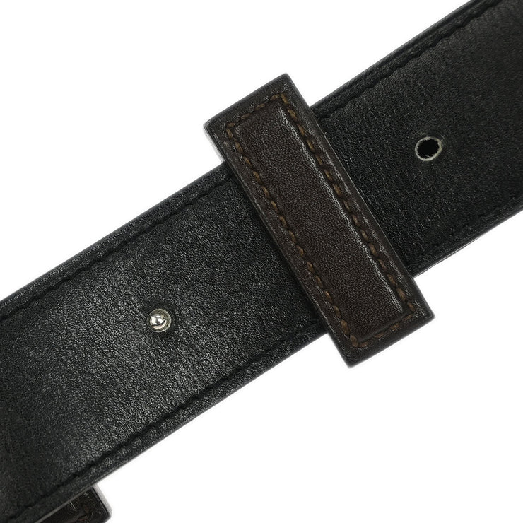 Hermes Brown Togo Box Calf Constance Reversible Belt #80 Small Good  Square:N 166634