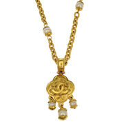 Chanel Artificial Pearl Gold Chain Pendant Necklace 96A 166657