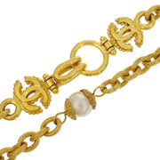Chanel Artificial Pearl Gold Chain Pendant Necklace 96A 166657