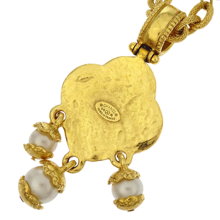 Chanel Artificial Pearl Gold Chain Pendant Necklace 96A 166657