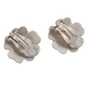 Chanel Flower Earrings Clip-On Silver Black 03C 166664
