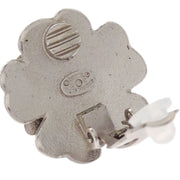 Chanel Flower Earrings Clip-On Silver Black 03C 166664
