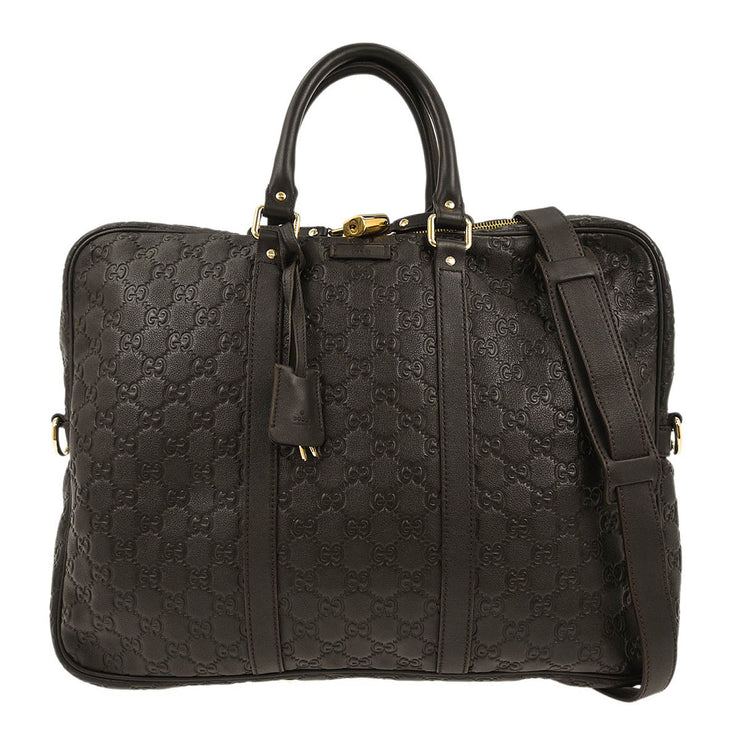 Gucci Black Guccissima GG Diamante Briefcase Handbag 208463 498879 166684