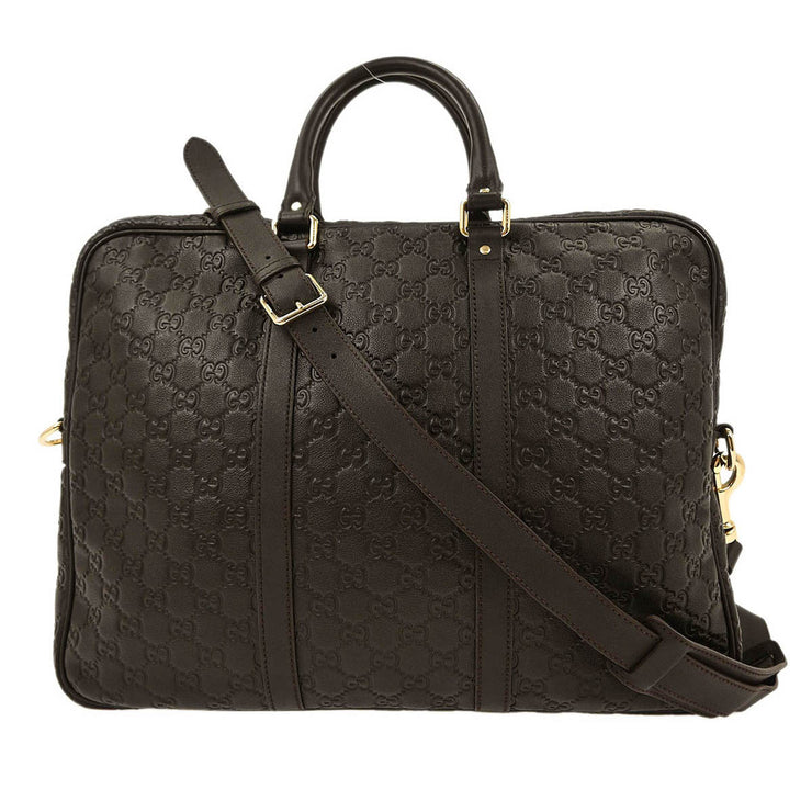 Gucci Black Guccissima GG Diamante Briefcase Handbag 208463 498879 166684