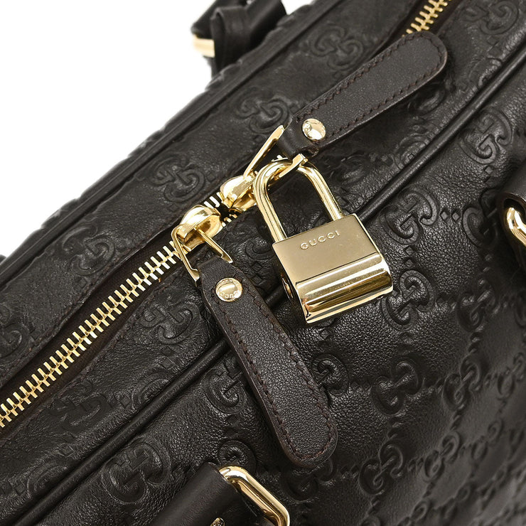 Gucci Black Guccissima GG Diamante Briefcase Handbag 208463 498879 166684