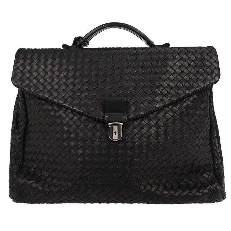 Bottega Veneta Black Intrecciato Business Handbag 122139 166691